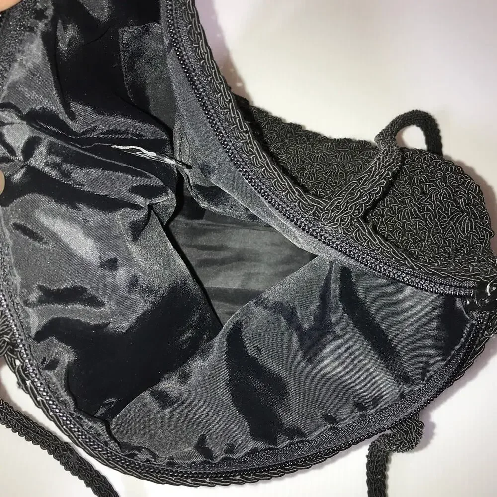 Chateau Vintage Black Knitted Satchel Bag
